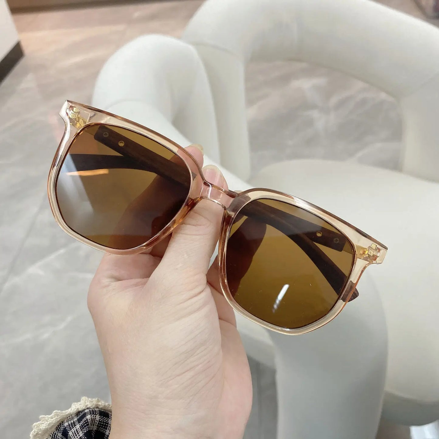 Vintage Luxe Square Sunglasses – Unisex Retro Wood Grain | UV400