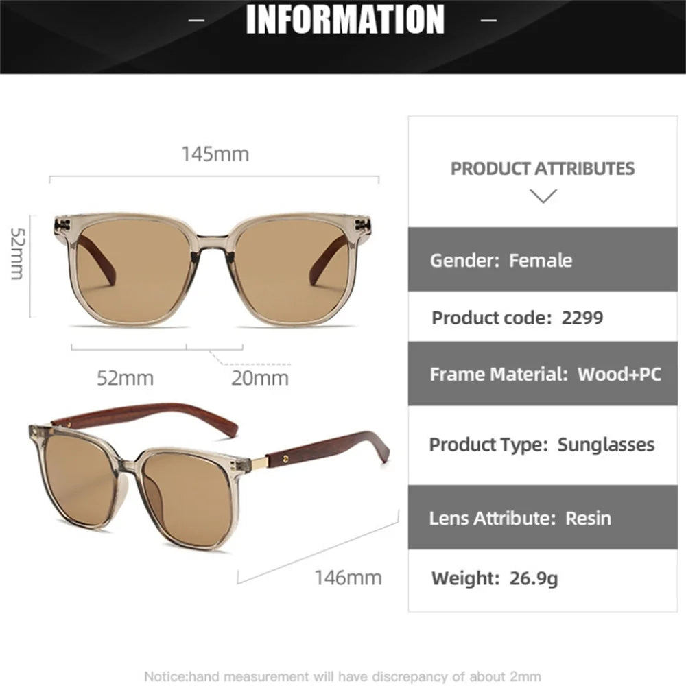Vintage Luxe Square Sunglasses – Unisex Retro Wood Grain | UV400