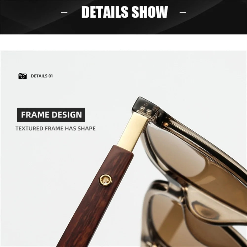 Vintage Luxe Square Sunglasses – Unisex Retro Wood Grain | UV400