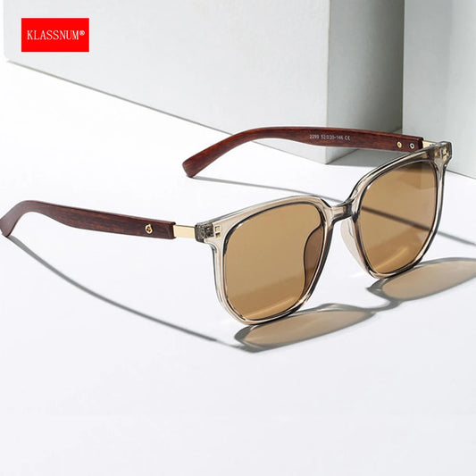 Vintage Luxe Square Sunglasses – Unisex Retro Wood Grain | UV400