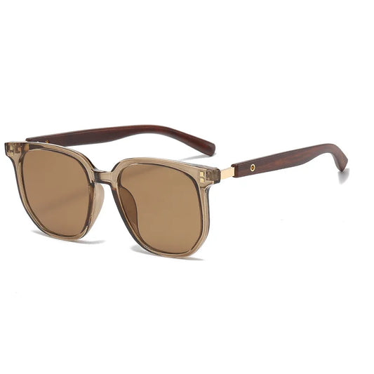 Vintage Luxe Square Sunglasses – Unisex Retro Wood Grain | UV400
